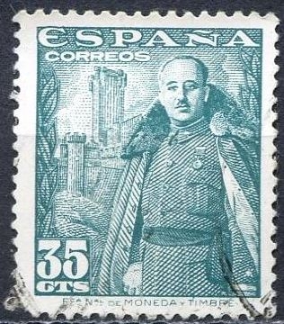z vendido España 1948 1026 Sello º General Franco y Castillo de la Mota 35c Timbre Espagne Spain Spagna Espana Spanje Spanien 